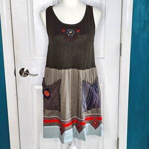 Handmade Boho Upcycled sleeveless Dress Small-Medium